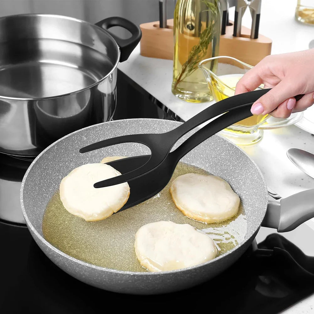 2-in-1 Grip Flip Spatula Clamp – Non-Stick Kitchen Turner Tool