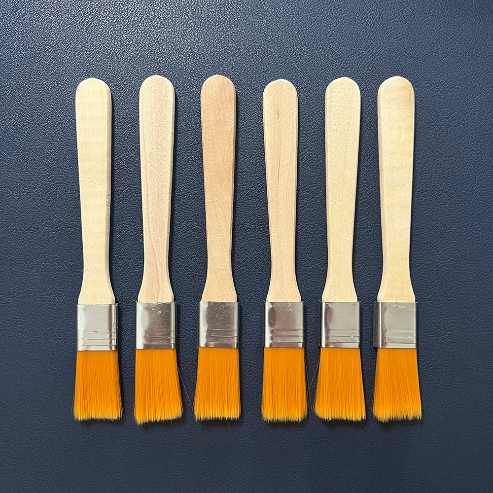6pcs Yellow Nylon Square-Wash Paintbrushes Mini Solid Wood Handle For Clean The Dust And Students Art Painting Oil Brushes