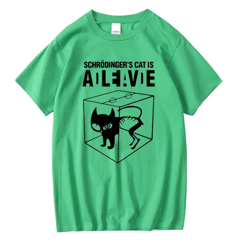 Men's T-shirt Top Quality Cotton Blend Schrodinger's Cat Print Short Sleeve Men T Shirt Casual The Big Bang Theory Mens Tshirt