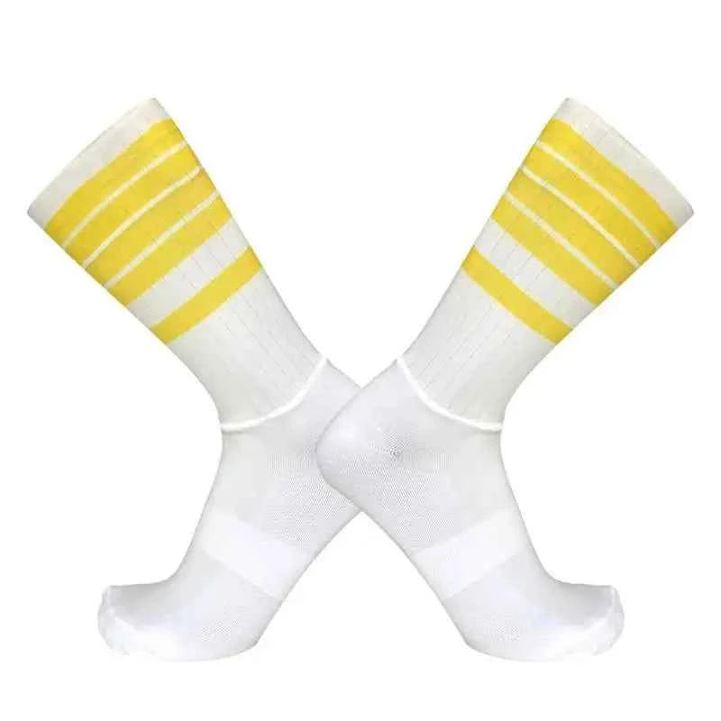 Aero Cycling Summer Anti Socks Whiteline Slip Silicone Socks Men Bicycle Sport Running Bike Socks Calcetines Ciclismo