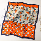 2025 Silk Shawl Print Headscarf Cat Hair Wrap Neckerchief Female Satin Square Scarf For Women Headband Foulard Hijab Bandana