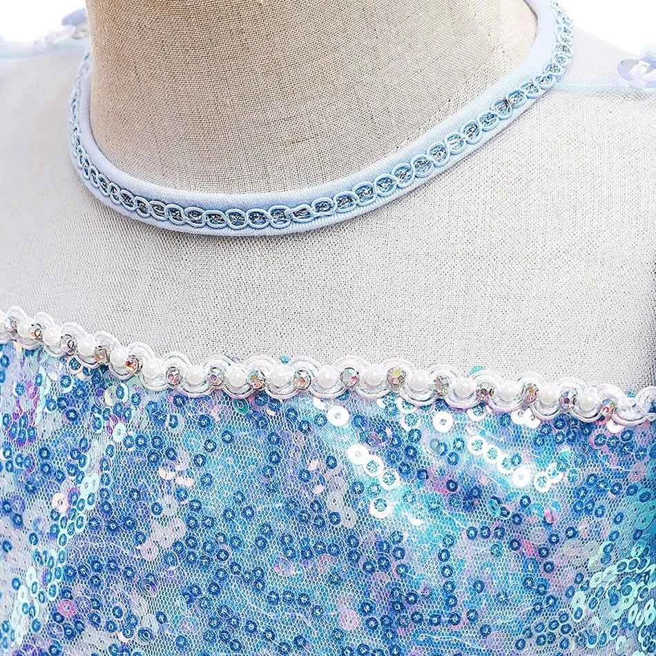 Children Snow Queen Costume Kids Elsa Cosplay Performance Sequins Disguise Girls Princess Party Elegant Fantasy Halloween Dress
