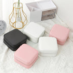 1PCS Single Layer Leather Jewelry Storage Box – Travel Case for Women in Black, White & Pink