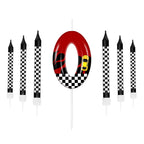 7pcs Red Racing Cars Themed Birthday for Cake Candles, Number 0 1 2 3 4 5 6 7 8 9 10 Candle Birthday Cake Topper
