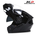 BLD Personalised Motorcycle Full Face Helmet Men Women Fashion Dual Lens Helmets Motocross Racing Modular Flip Up Casco Moto