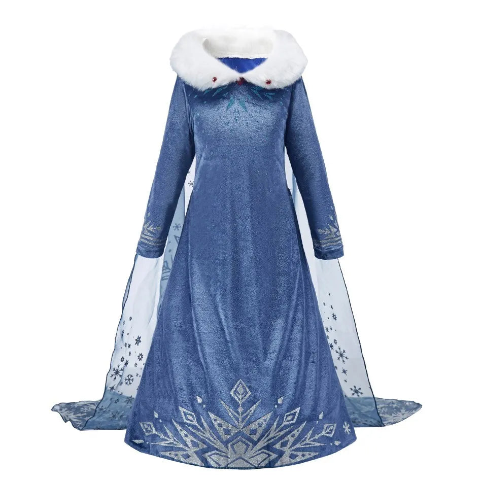 Children Snow Queen Costume Kids Elsa Cosplay Performance Sequins Disguise Girls Princess Party Elegant Fantasy Halloween Dress