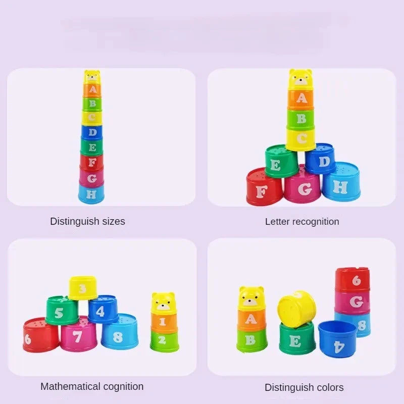 Kid Brain Response Battle Fold Cup Hand Speed Competition Fold Cup Baby Stack Game Early Education Puzzle Train Board Games Toy