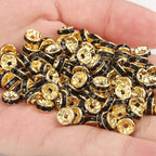 50pcs Rhinestone Spacer Beads Multi-color Crystal Metal Spacers Rondelle Beads for Jewelry Making DIY Bracelets Accessories