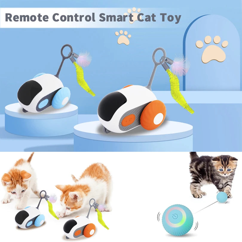 Pet Gravity Cat Smart Interactive Car Toy Automatic Moving Remote Mouse Indoor Kitty Ball Toys Controlled Car for Dogs Playing - WTN Essentials 