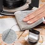 1/50pcs Magic Dishcloth Silver Wire Cleaning Kitchen Cloth Thickened Microfiber Wash Towel Built-in Sponge Steel Wire Ball Rag
