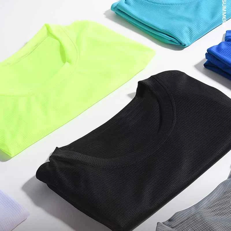Summer Mens Quick Dry Running Bodybuilding Shirts Sport Gym t Shirt Men Short Sleeve Fitness Tops Oversized t-Shirt Jersey