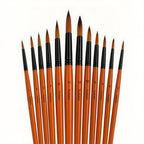 12Pcs Artist Paint Brush Set - Versatile Pointed & Round Tips for Watercolor, Acrylics, Ink, Gouache, Oil, Tempera