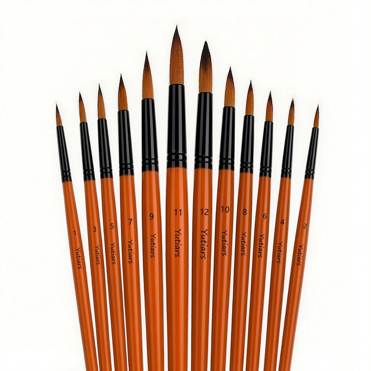12Pcs Artist Paint Brush Set - Versatile Pointed & Round Tips for Watercolor, Acrylics, Ink, Gouache, Oil, Tempera