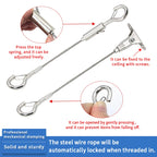 2mm Adjustable Steel Cable Suspension Kit, Heavy-Duty Hook for Steel Wire Rope Capable of Bearing 30kg, Extendable Clothesline