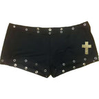 Cross Print Shorts Casual Fashion Color Black Y2K Sexy Slim Versatile Low Waist Solid Color European and American Beauty Short
