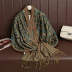 2025 new ethnic style retro shawl cashew flower geometric scarf cloak tassel scarf multi-color variety options available