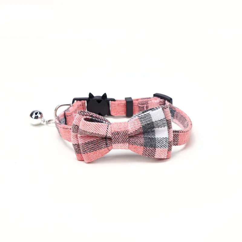 Pet Breakaway Cat Collar Bow Tie & Bell – Christmas Plaid