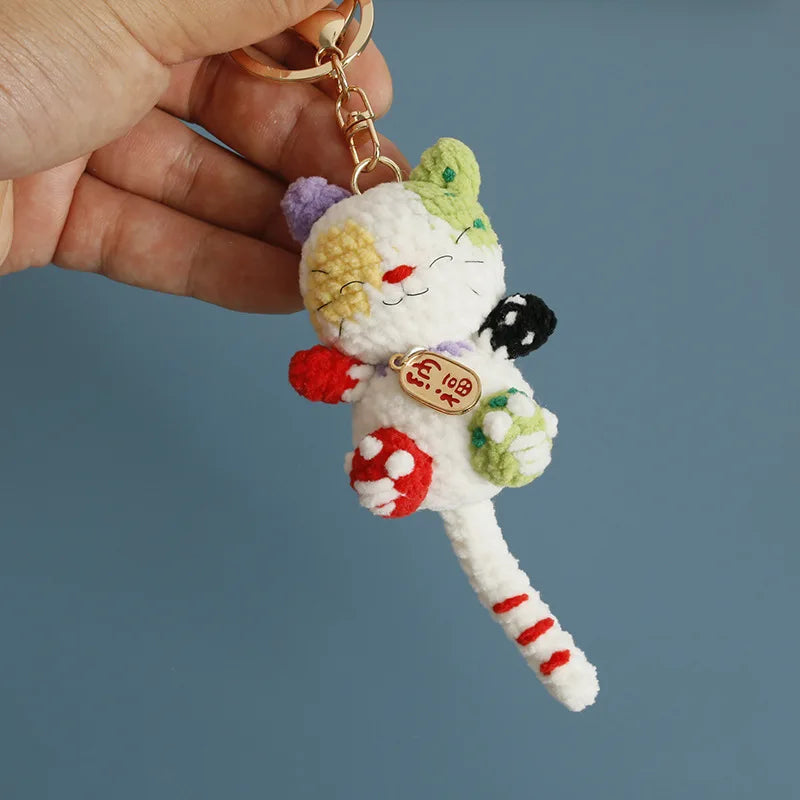 Cute Crochet Kitten Keychain Smiling Cat Bag Charm