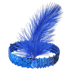 1920s Flapper Headband Feather Headpiece Sequin Headband with Gem for Gatsby Party Halloween Costume Accessory