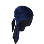 New Unisex Velvet Durags Bandana Turban Hat Men Women Breathable Long Tail Pirate Hats Cap Hip Hop Headband