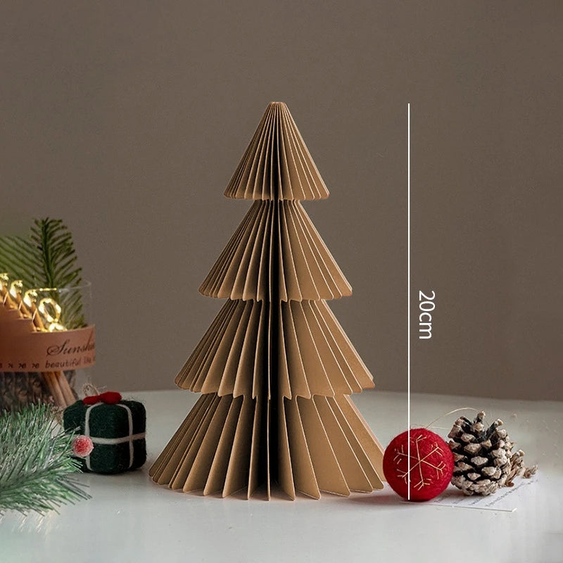Paper Christmas Tree Ornaments 3D Honeycomb Christmas Tree Decorations Folded Paper 2026 Xmas New Year Desktop Arrangement Decor