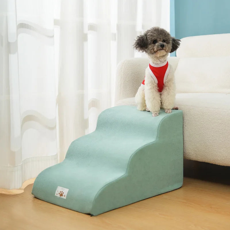 Pet 2/3 Step Stairs Ramp – Soft Memory Foam Dog & Cat Ladder | Removable & Washable Training Pet Ramp