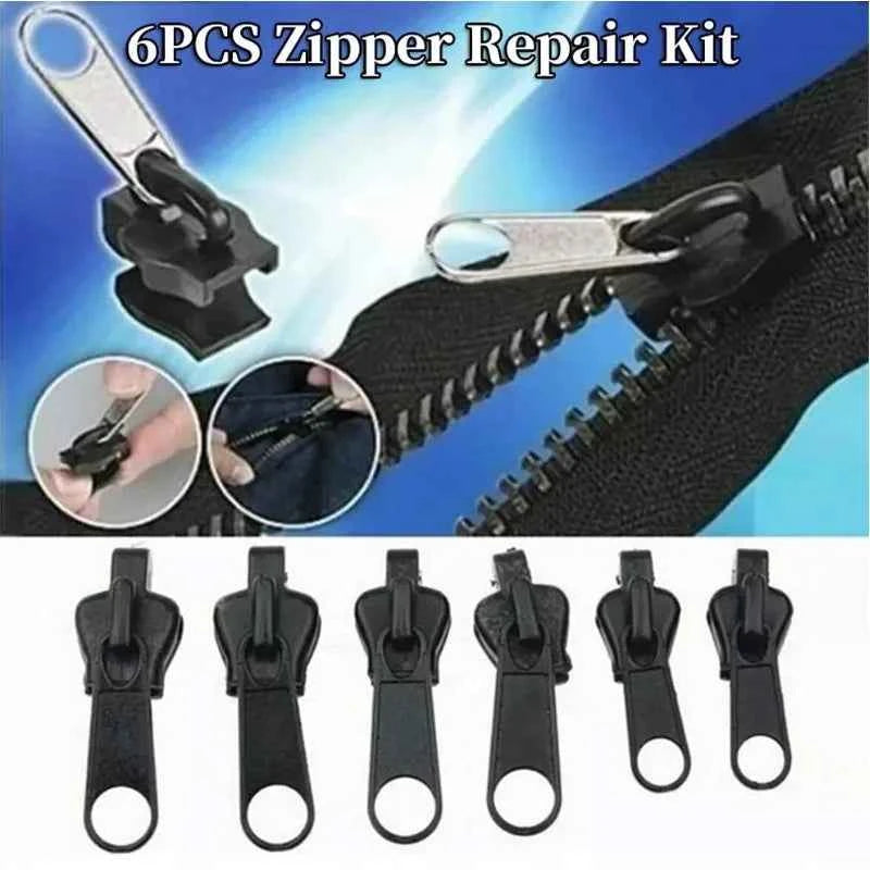 6Pcs Black Universal Instant Fix Repair Kit Replacement Zip Slider Teeth Design Arts, Crafts and Sewing