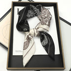 2025 Silk Shawl Print Headscarf Cat Hair Wrap Neckerchief Female Satin Square Scarf For Women Headband Foulard Hijab Bandana