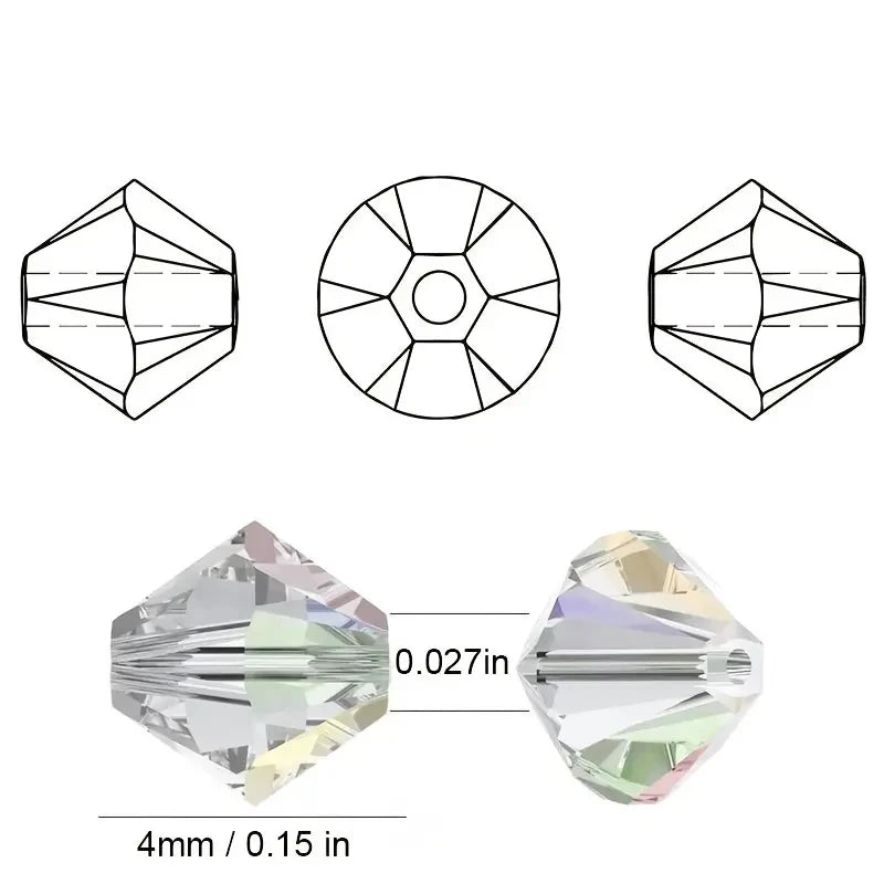 3 4 6mm Bicone Crystal Beads Box Multi-faceted Irregular Glass Bead Set 15 Grid Loose Spacer Kit for Jewelry Making DIY Bracelet