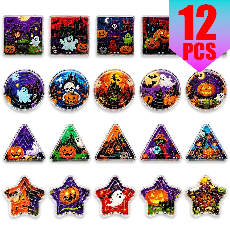 Halloween Mini Maze Game - Bulk Handheld Educational Puzzle for Kids Party Favors Travel Game Graduation Classroom Activity