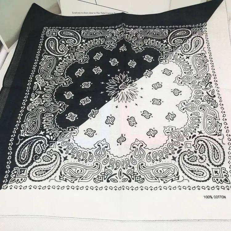 New Fashion Hip Hop 100% Cotton Bandana Square Scarf Gradient Color Paisley Headband Printed For Women/Men/Boys/Girls