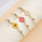 Simple Sunflower Bracelets for Women Handmade Braided Fashion Colorful Daisy Adjustable Bangle Friendship Good Luck Jewelry Gift
