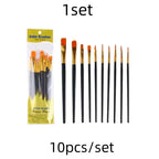10 pcs set multi-functional watercolor brush pearlescent blue plastic rod multi-color nylon hair hook line gouache oil brush