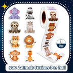 500Pcs/Roll Heterotypic Grassland Animals Stickers 2.5cm/1.0'' Graffiti Game Art Labels Learning Rewards, Adorn Gifts