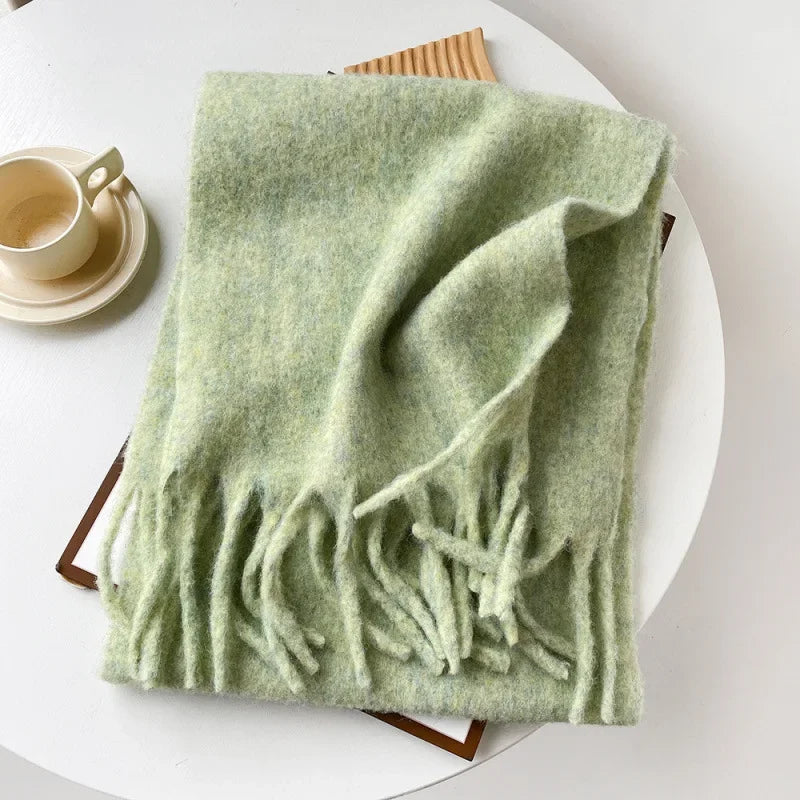 Pink Scarf Lady Autumn Winter Solid Simple Muffler Women Men Wool Blend Versatile Multi-color Soft Thermal Shawl Female Male