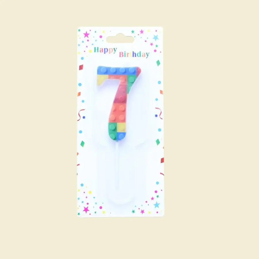 1 PCS  Colored Building Block Shaped Digital Candle Cake Decoration 0-9 Birthday Baking Decoration Plugin