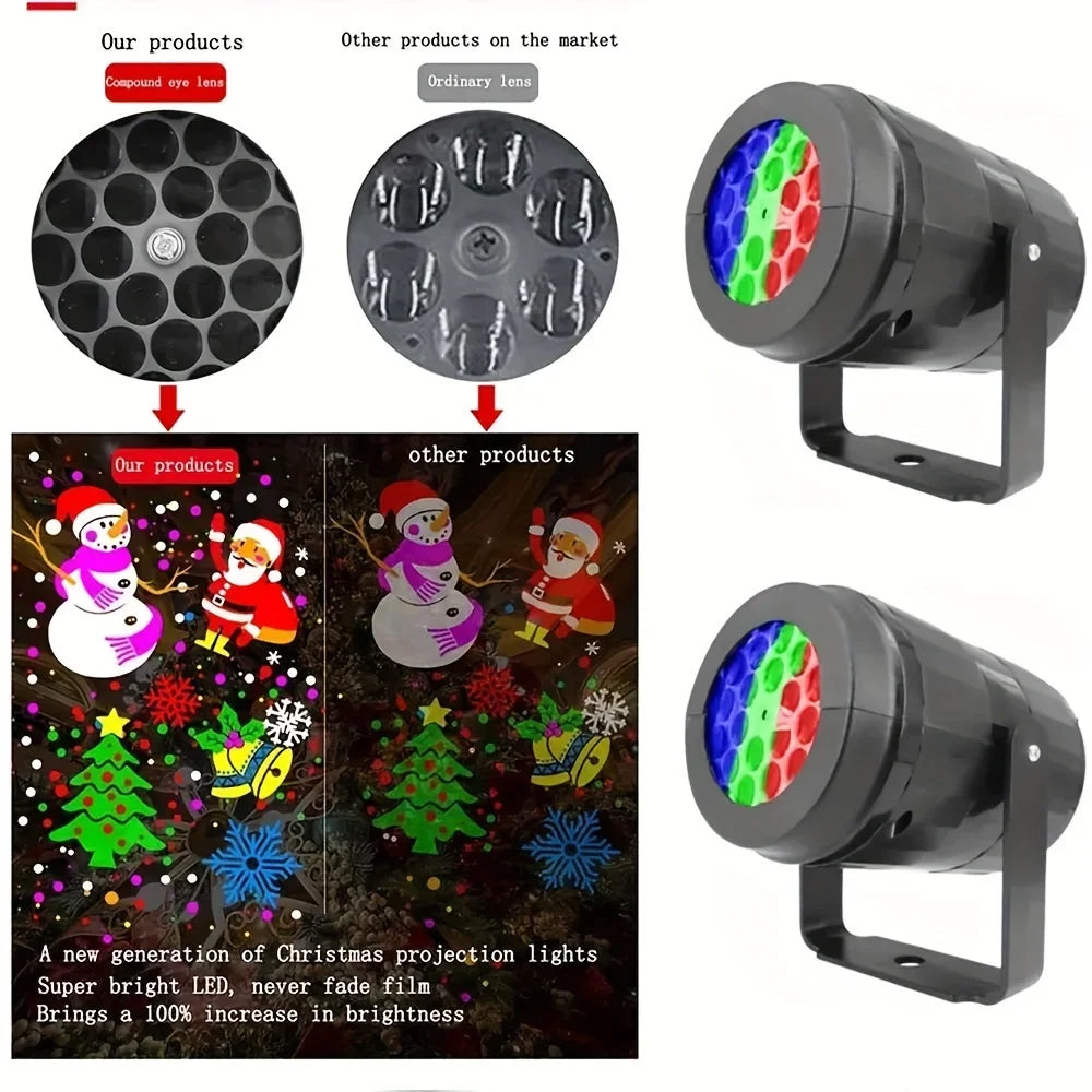 Snowflake Christmas Projector Light 16 Patterns Rotating LED Decor