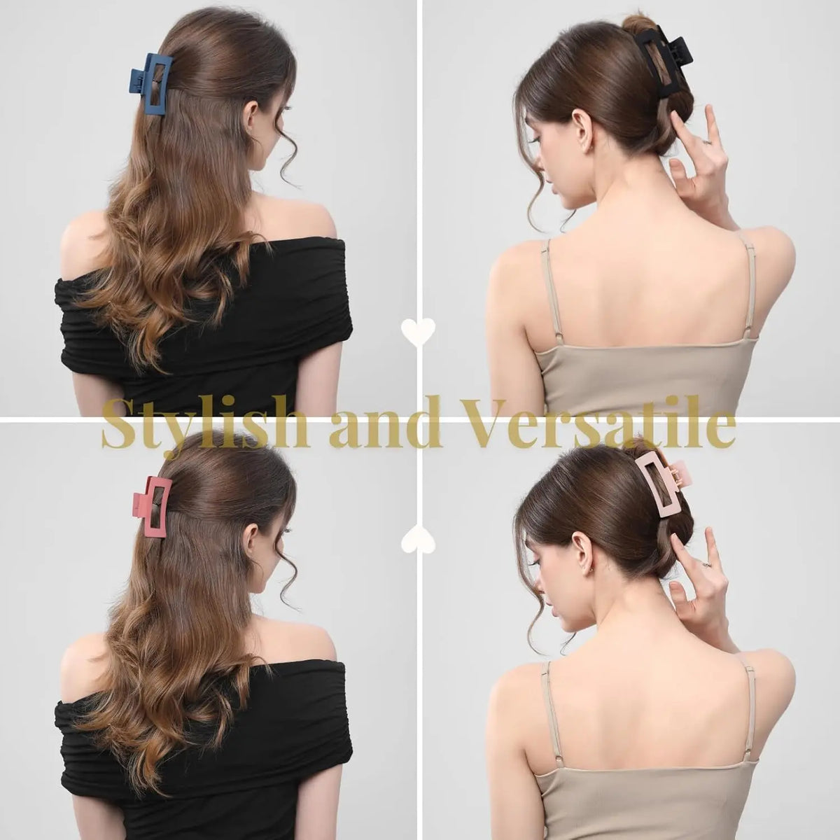 10Pcs Colorful Square Non-Slip Hair Claw Clips for Women 2.6 Inch Strong Hold Jaw Clip Bulk Hair Accessories for Daily Use Gift