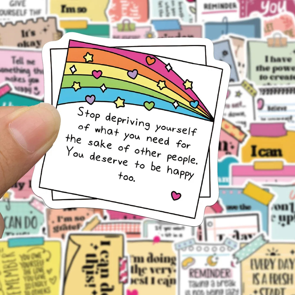 50Pcs Cute Motivational Words Test Stickers Inspirational Decals for School Teacher Student Stationery Notebook Diary Sticker