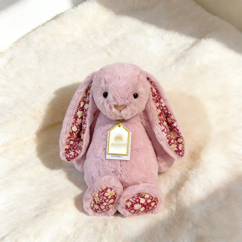 Latest JC Bonnie Rabbit Leopard Print Plush Toy with Tag, Soft Flower Ears, Cartoon Rabbit Doll, Birthday Gift, Home Decor