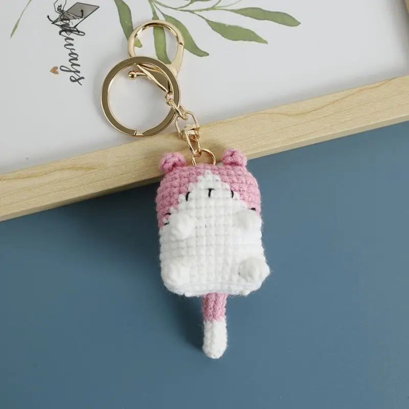 Small Cat Crochet Keychain Cute Kitten Bag Charm