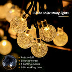 Solar Globe String Lights Waterproof Outdoor Fairy Lights 8 Modes
