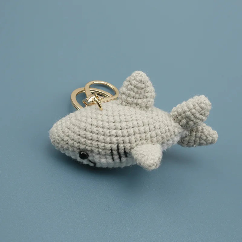 Ocean Series Animal Doll Crochet Keychain Handmaking Knitted Tropical Fish Keyrings Crochet Shark Doll Keychain Custom Accessory