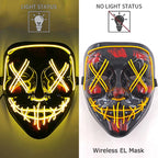 Wireless Neon LED Purge Mask – Glowing Halloween Cosplay Mask