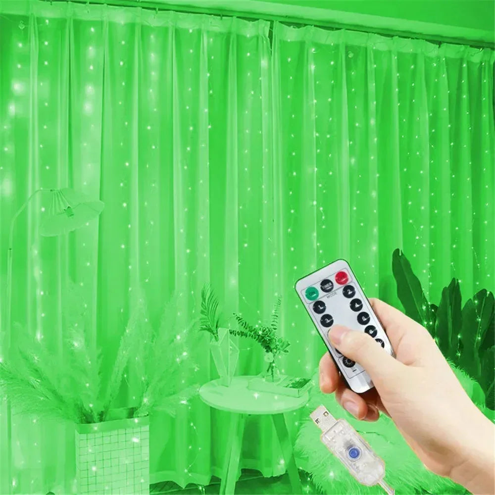 USB Curtain String LampParty Birthday Wall Decoration Garland Wedding Fairy Light 3/6M LED 8 Mode Christmas Light Holiday Decor