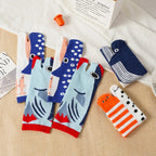 Women's Funny Cute Split Toe Socks Cartoon Shark Whale Printed Ankle Socks Soft Comfortable Breathable Short Socks for Students