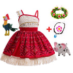 Disney New Moana Dress Costumes Kids Girl Cosplay Toddler Movie Ocean Adventure Infant Frock Halloween Party With Chick Clothes
