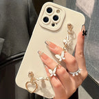 Black White Butterfly Chain Phone Case For iPhone 17 16 15 14 13 12 11 Pro Max 7 8 Plus 16E XR X XS SE Shockproof Silicone Cover