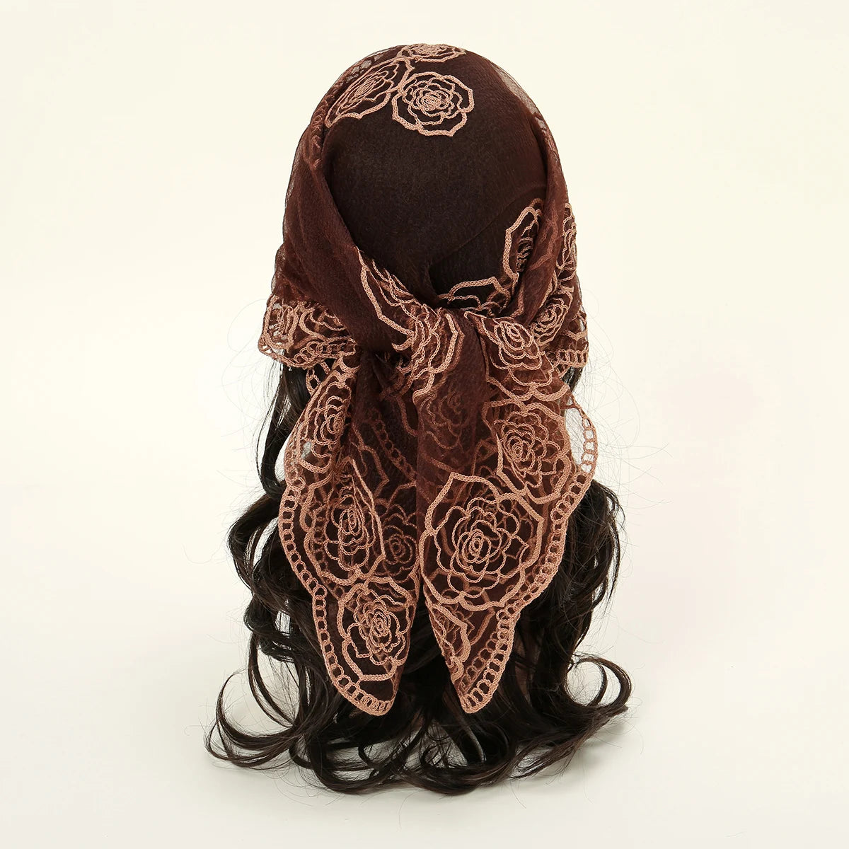 Lace Paisley Embroidery Bandana Square Scarf Elegant Breathable Silk Scarves Women Sunscreen Lightweight Shawl Headband