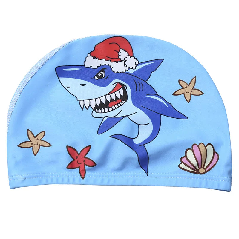 Children Cartoon Swimming Cap Kids Elastic Fabric Swiming Pool Water Sport Protect Ears Hat Swim Bathing Hats Caps Boys Girls